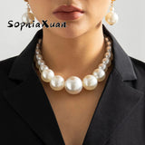 Baroque Choker Necklace Beaded Large Pearl Necklace for Women
