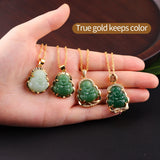 Buddha Pendant Necklace Chinese Style Maitreya Amulet for Women Gift Female