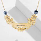 SophiaXuan Name Necklace Hawaiian Plumeria Flower Pendant Chain Pearl Necklace