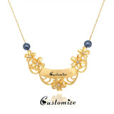SophiaXuan Name Necklace Hawaiian Plumeria Flower Pendant Chain Pearl Necklace