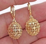 Elegant Metal Inlaid Drop Earrings with Diamond Ball Detail
