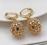 Elegant Metal Inlaid Drop Earrings with Diamond Ball Detail