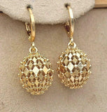 Elegant Metal Inlaid Drop Earrings with Diamond Ball Detail