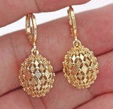 Elegant Metal Inlaid Drop Earrings with Diamond Ball Detail