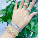 2PCS Dubai Bangle Ring Set Wedding Jewelry Sets
