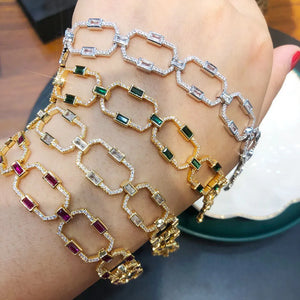 Soramoore CZ Chains Bracelet for Women Wedding Party Jewelry Bangle