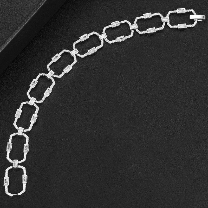 Soramoore CZ Chains Bracelet for Women Wedding Party Jewelry Bangle