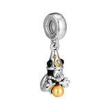 Sorcerer Mickey Dangle Charm 925 Silver Jewelry Beads Bracelets Necklaces DIY