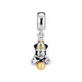 Sorcerer Mickey Dangle Charm 925 Silver Jewelry Beads Bracelets Necklaces DIY