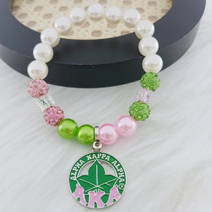 Customizable Sorority Style Mixed Pearl Charm Bracelet