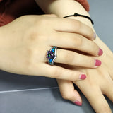 8mm Wedding Rings Set Heart CZ Opal Birthstone Ring