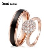 Rose Wedding Band 6mm CZ Rings Set for Women Couples