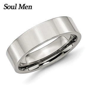 6mm Flat 316L Stainless Steel Rings Wedding Band Size 5-15
