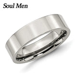 6mm Flat 316L Stainless Steel Rings Wedding Band Size 5-15