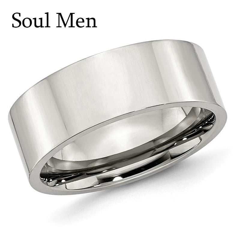 6mm Flat 316L Stainless Steel Rings Wedding Band Size 5-15