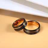 Rose Tungsten Wedding Band 8mm 6mm Comfort Fit Couple Anniversary Ring