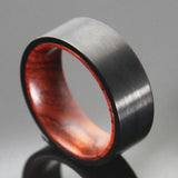 SoulMen 8MM Wood Inlay Tungsten Ring Comfort Fit Men Wedding Band