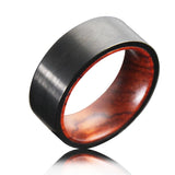 SoulMen 8MM Wood Inlay Tungsten Ring Comfort Fit Men Wedding Band
