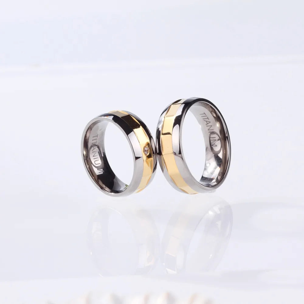 CZ Titanium Rings for Women Men Wedding Party Alliance