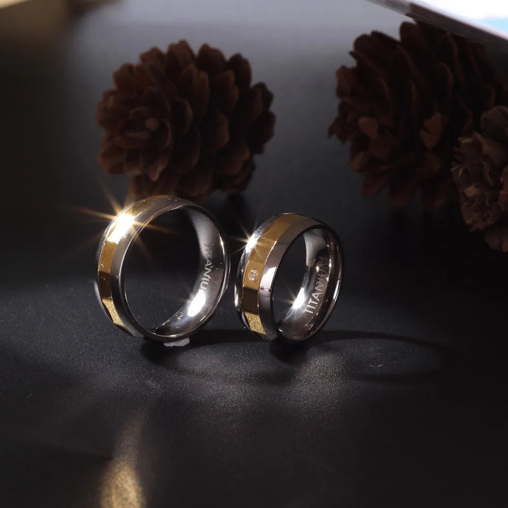CZ Titanium Rings for Women Men Wedding Party Alliance