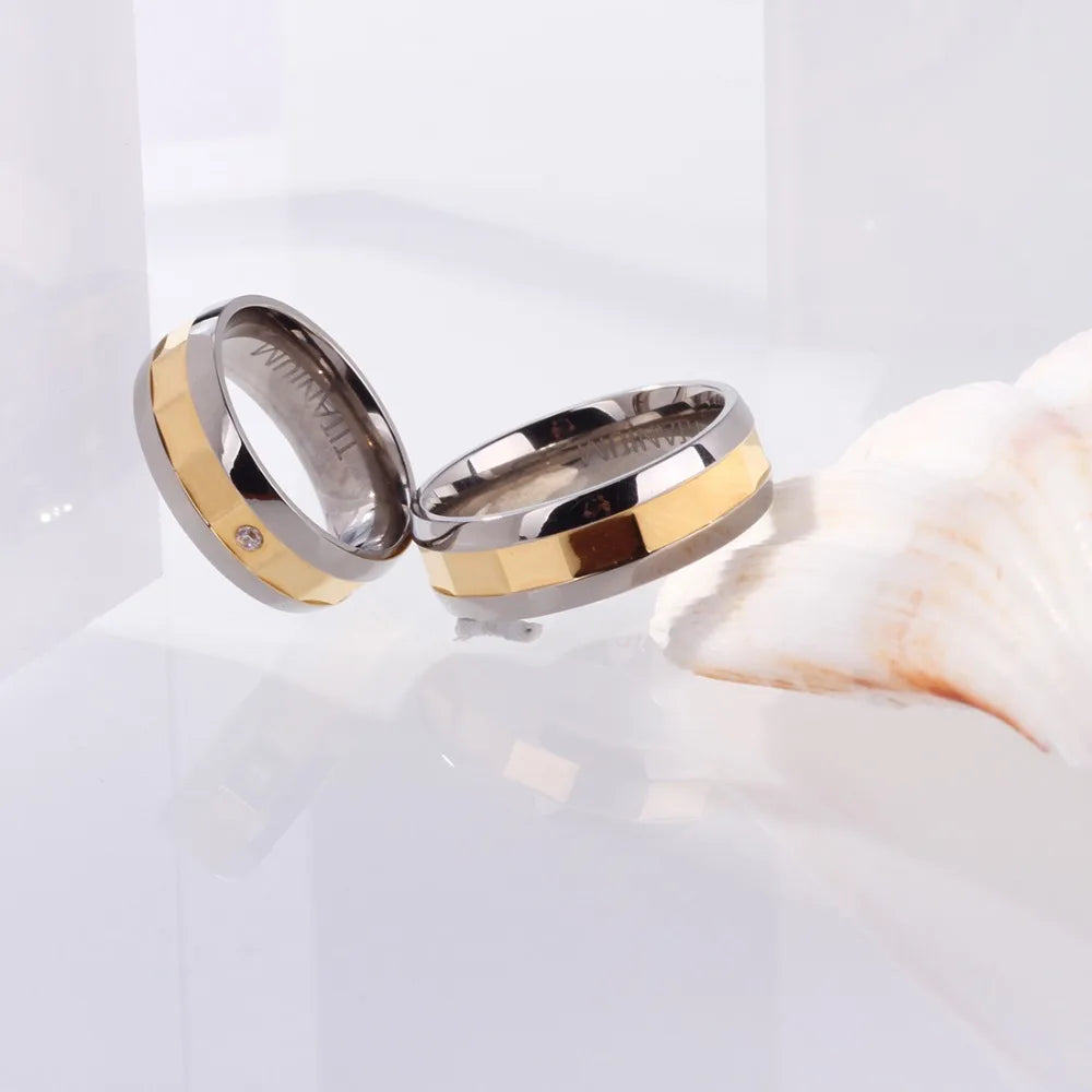 CZ Titanium Rings for Women Men Wedding Party Alliance