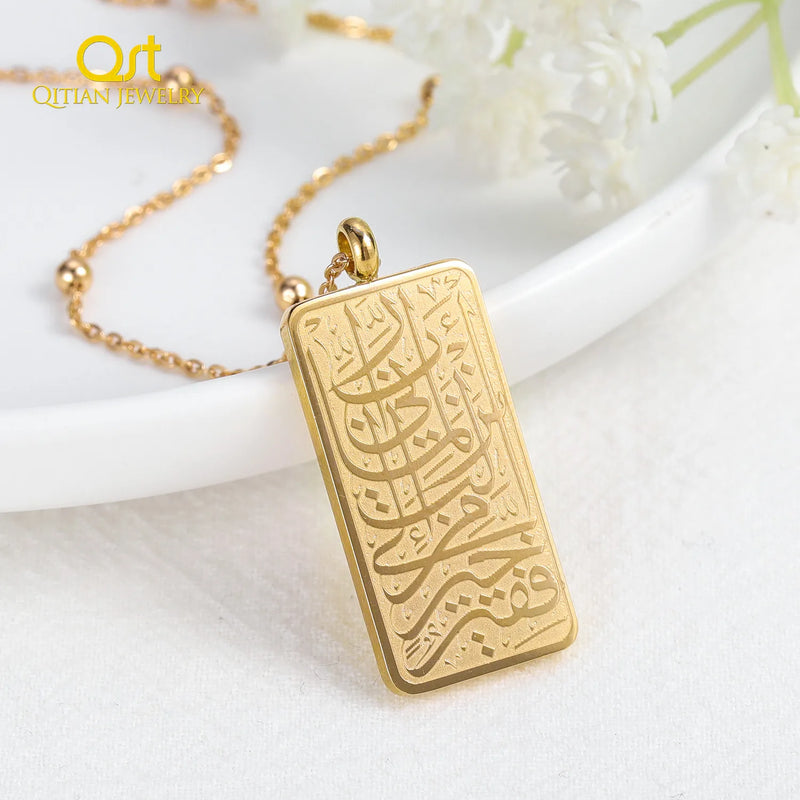 AI Qasas NECKLACE Stainless Steel Arabic Calligraphy Pendant
