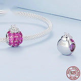 Ladybug Charm Bracelet S925 Silver Funny Insect Beaded Zircon Plating