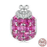Ladybug Charm Bracelet S925 Silver Funny Insect Beaded Zircon Plating
