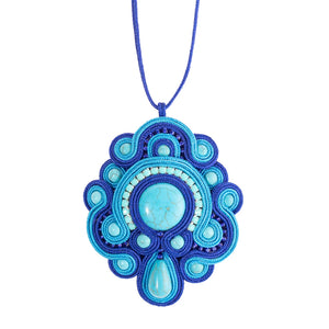 Ethnic Turquoise Pendant Choker Necklace Vintage Boho Jewelry