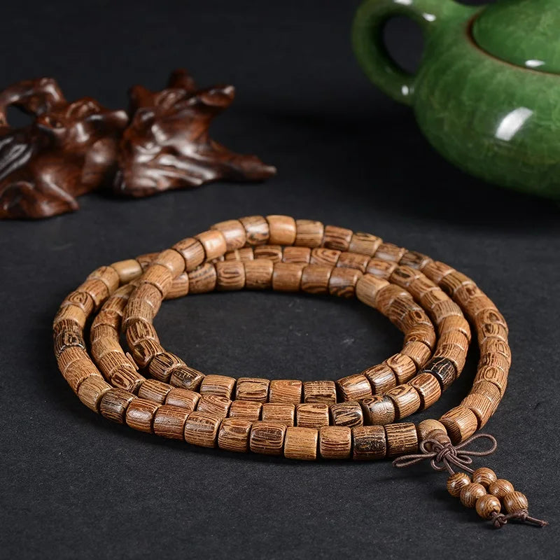 South American Chicken Wings Wooden Barrel Bead Transfer Bracelet