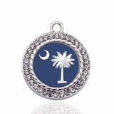 South Carolina Flag Circle Charm Charms Necklace Pendant Jewelry Accessory
