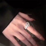South Korea Love Zircon Ring Women's Ins Opening Small Personality Index Ring