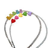 Korea Dongdaemun Rainbow Love Head Band Beaded Hair Card
