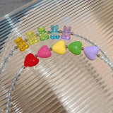 Korea Dongdaemun Rainbow Love Head Band Beaded Hair Card