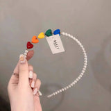 Korea Dongdaemun Rainbow Love Head Band Beaded Hair Card