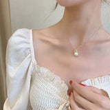 South Korea Light Geometric Pearl Falling Chain Necklace
