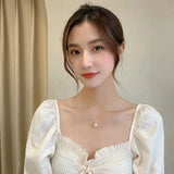 South Korea Light Geometric Pearl Falling Chain Necklace