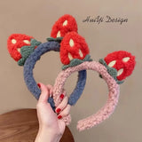 Korean Strawberry Edition Knot Flash Cloth Art Twist Knot Bow Hair Hoop