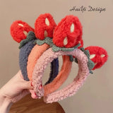 Korean Strawberry Edition Knot Flash Cloth Art Twist Knot Bow Hair Hoop