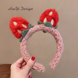 Korean Strawberry Edition Knot Flash Cloth Art Twist Knot Bow Hair Hoop