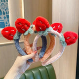 Korean Strawberry Edition Knot Flash Cloth Art Twist Knot Bow Hair Hoop