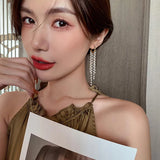 South Korea Long Tassels Pearl Earrings Lady Fan Love Ear Clip
