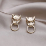 Korean Leopard Earrings 14K Plated Zircon Set Women's Prom Accessories