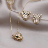 Korean Leopard Earrings 14K Plated Zircon Set Women's Prom Accessories