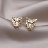 Korean Leopard Earrings 14K Plated Zircon Set Women's Prom Accessories