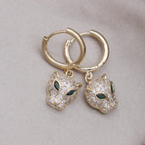 Korean Leopard Earrings 14K Plated Zircon Set Women's Prom Accessories