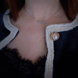 Korean Zircon Necklace 925 Silver Jewelry