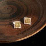 Square Geometric Pearl Earrings Women Sweet Daily Wear Earring