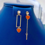 S. Korea Sterling Silver Stud Earrings Asymmetric Heart Geometric Earrings