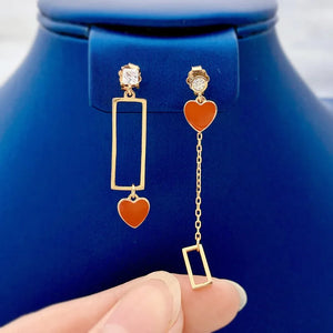 S. Korea Sterling Silver Stud Earrings Asymmetric Heart Geometric Earrings
